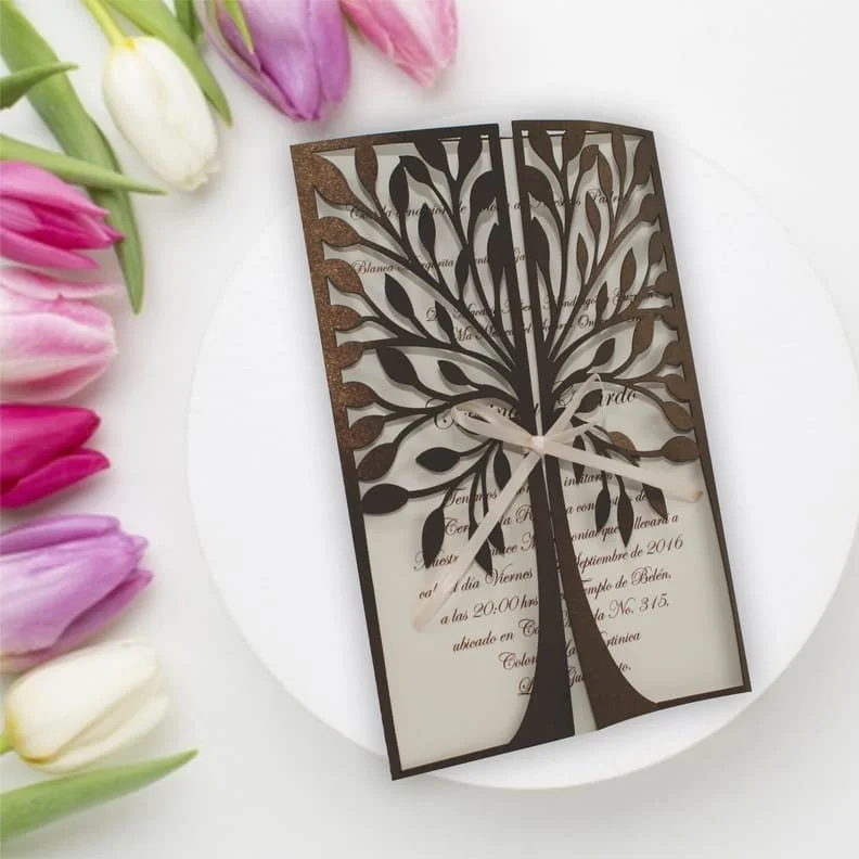invitación corte laser de árbol