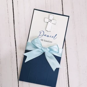 Invitación primera comunión azul